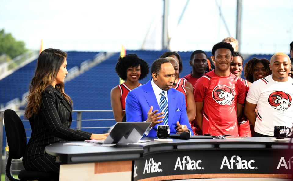 ESPN's 'First Take'  broadcasts live from Tom Benson Hall of Fame Stadium with hosts Molly Qerim and Stephen A. Smith, Friday, Sept. 2, 2022. The show was in town as part of the Black College Football Hall of Fame Classic.