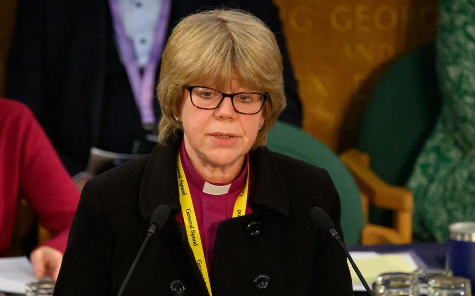 Bishop of London Sarah Mullaly addresses General Synod delegates - Getty Images Europe