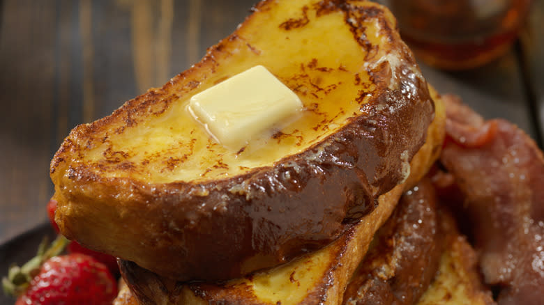 French toast with butter on top