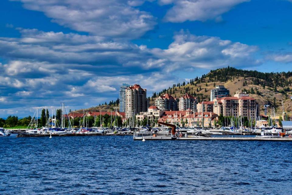 Kelowna, British Colombia, as seen from the water.