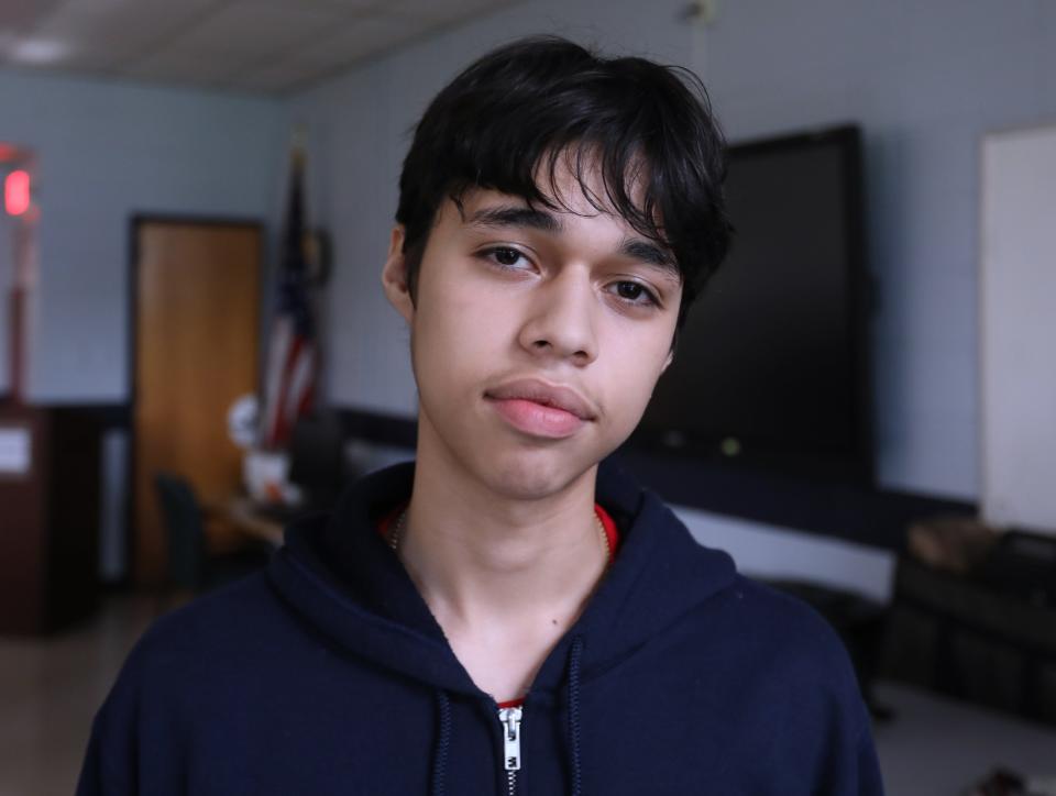 Cristopher Jimenez Gonzalez, 16, from Spring Valley High School talks about voting at Rockland BOCES in West Nyack Oct. 24, 2023.