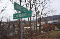 Street names reflect the importance of Remington Arms Co., in the village of Ilion, N.Y., Thursday, Feb. 1, 2024. The nation’s oldest gun-maker is consolidating operations in Georgia and recently announced plans to shutter the Ilion factory in early March. (AP Photo/Seth Wenig)