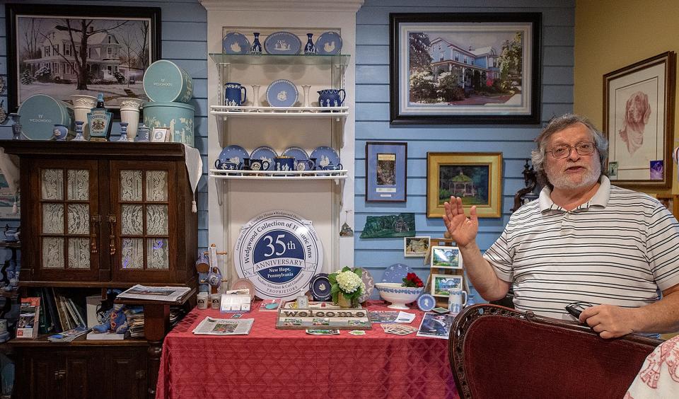 During a tour, owner, Carl Glassman, talks about the original portion of the Wedgwood Inn in New Hope, which dates back to 1720, Tuesday, Oct.5, 2021.