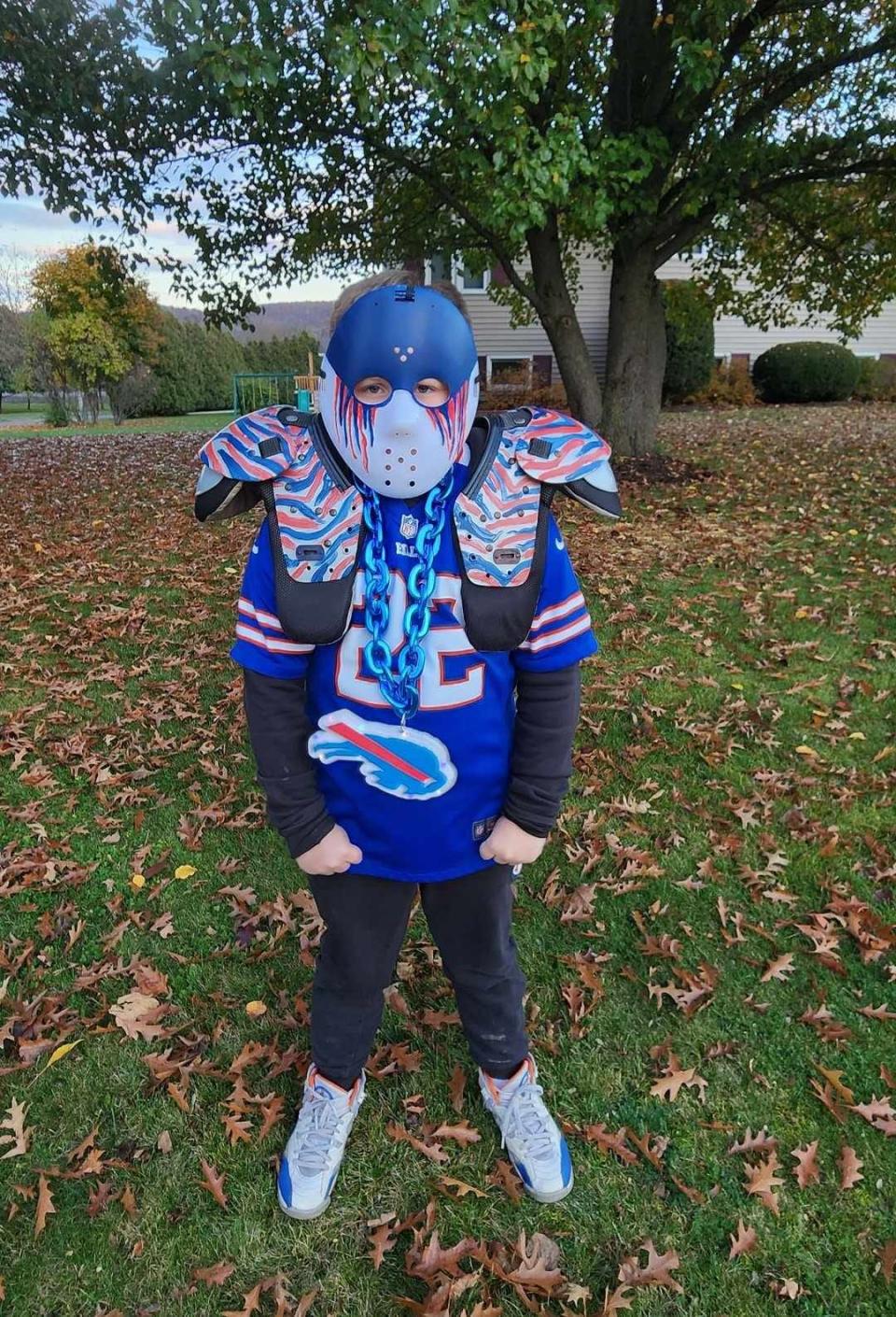 Easton Swank, a student at Addison Central School, dressed up as Frank Barber's "Hannabill Lecter" for Halloween.