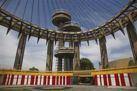 The New York State Pavilion, one of the last architectural vestiges of 1964 World's Fair is seen at Flushing Meadows-Corona Park in the Queens borough of New York May 12, 2014. REUTERS/Shannon Stapleton