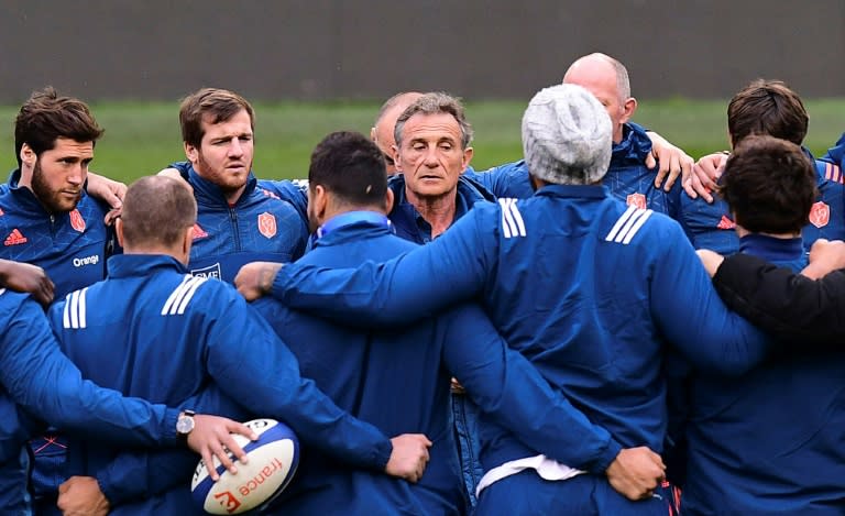 Ireland will play France, led by coach Guy Noves (C), in a Six Nations tournament match at Lansdowne Road on Saturday