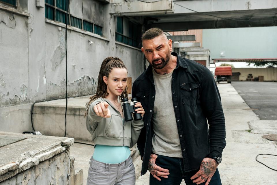 Teenage Sophie (Chloe Coleman) convinces father figure/superspy JJ (Dave Bautista) to chaperone her school choir trip to Italy, where they both get embroiled in an international terrorist plot in the family comedy sequel "My Spy: The Eternal City."