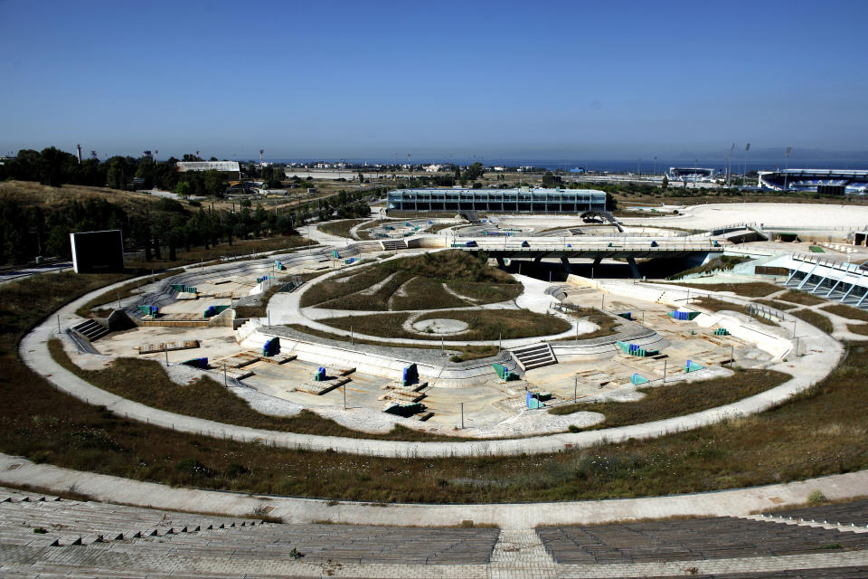 View of the disused Olympic canoe/kayak stadium in Athens on June 11, 2012.&nbsp;