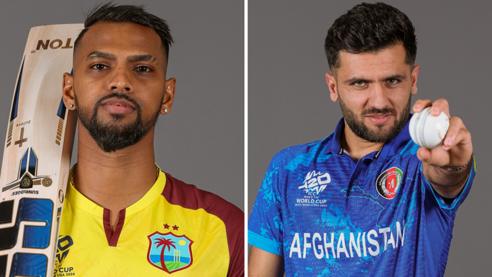 West Indies Nicholas Pooran and Afghanistan's Fazalhaq Farooqi