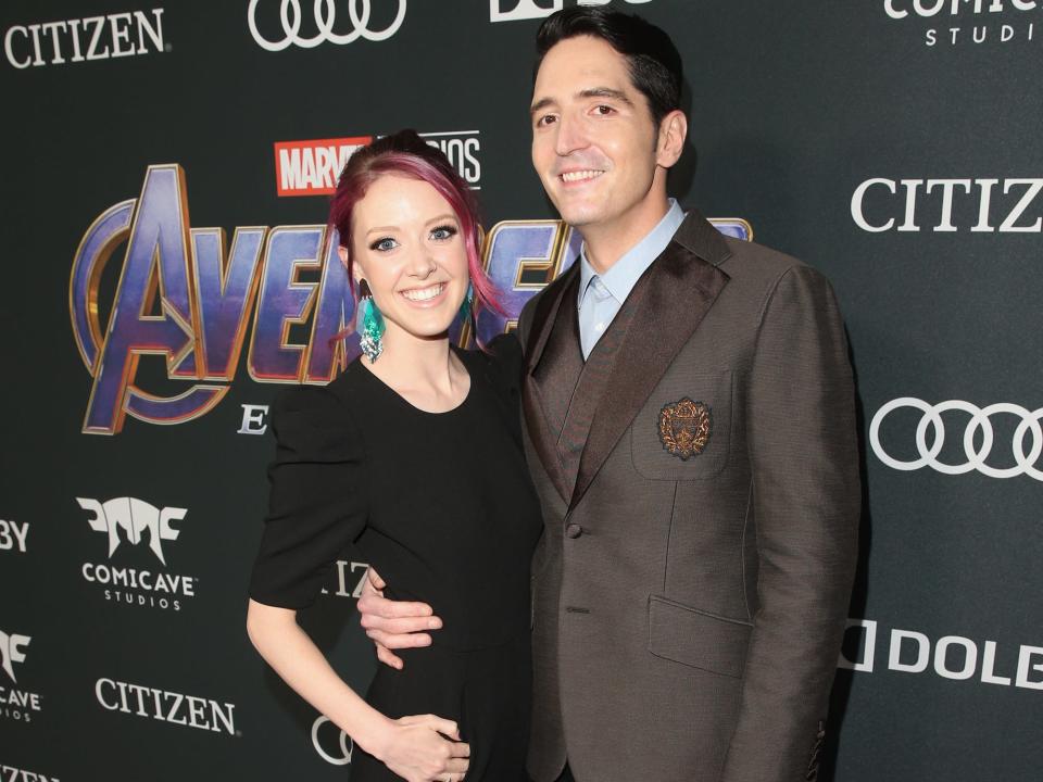 Evelyn Leigh and David Dastmalchian are seen at the "Avengers: Endgame" premiere in 2019.