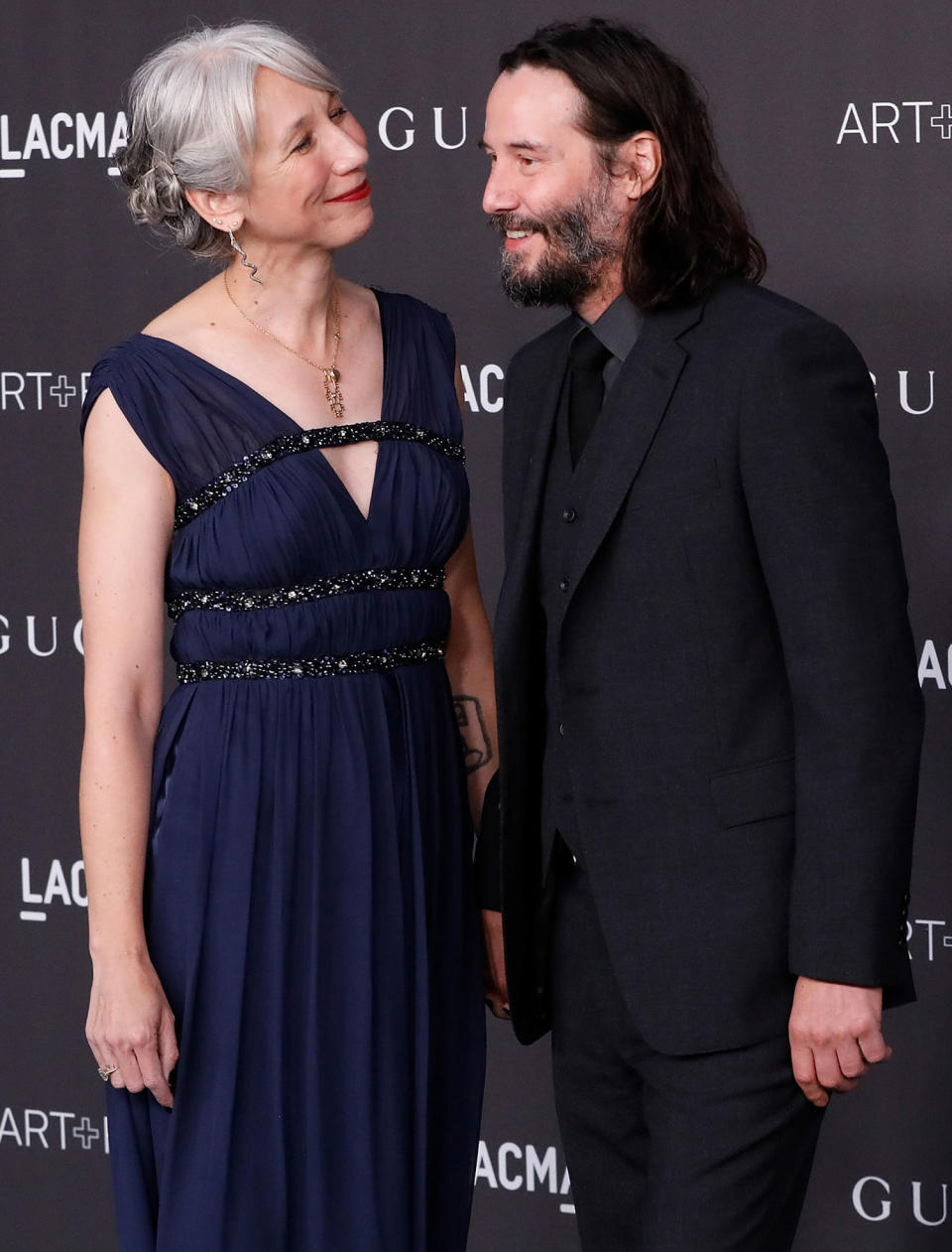 Alexandra Grant looks endearingly at Keanu Reeves as they attend the 2019 LACMA Art + Film Gala at LACMA in November 2019. (Taylor Hill / Getty Images)