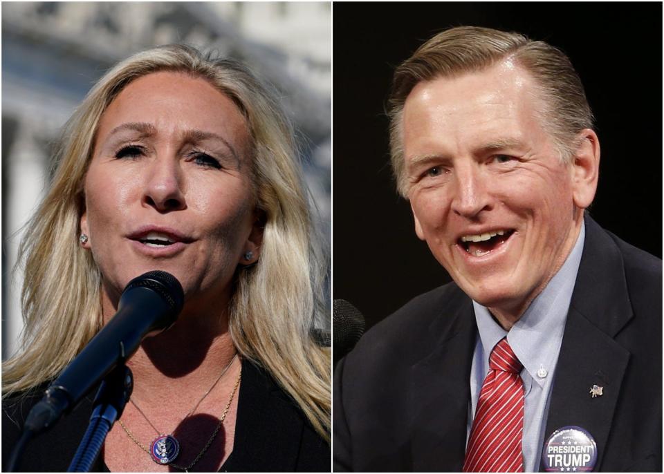 Rep. Marjorie Taylor Greene, R-Ga., and Rep. Paul Gosar, R-Ariz.