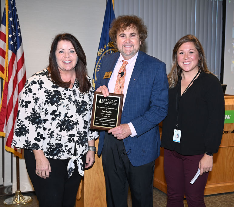 From left to right are Patty Driscoll, VP of Clinical Operations, Adult Services, Seacoast Mental Health Center, Tom Raffio, President and CEO, Northeast Delta Dental and Kelly Hartnett, Vice President of Community Relations, Seacoast Mental Health Center