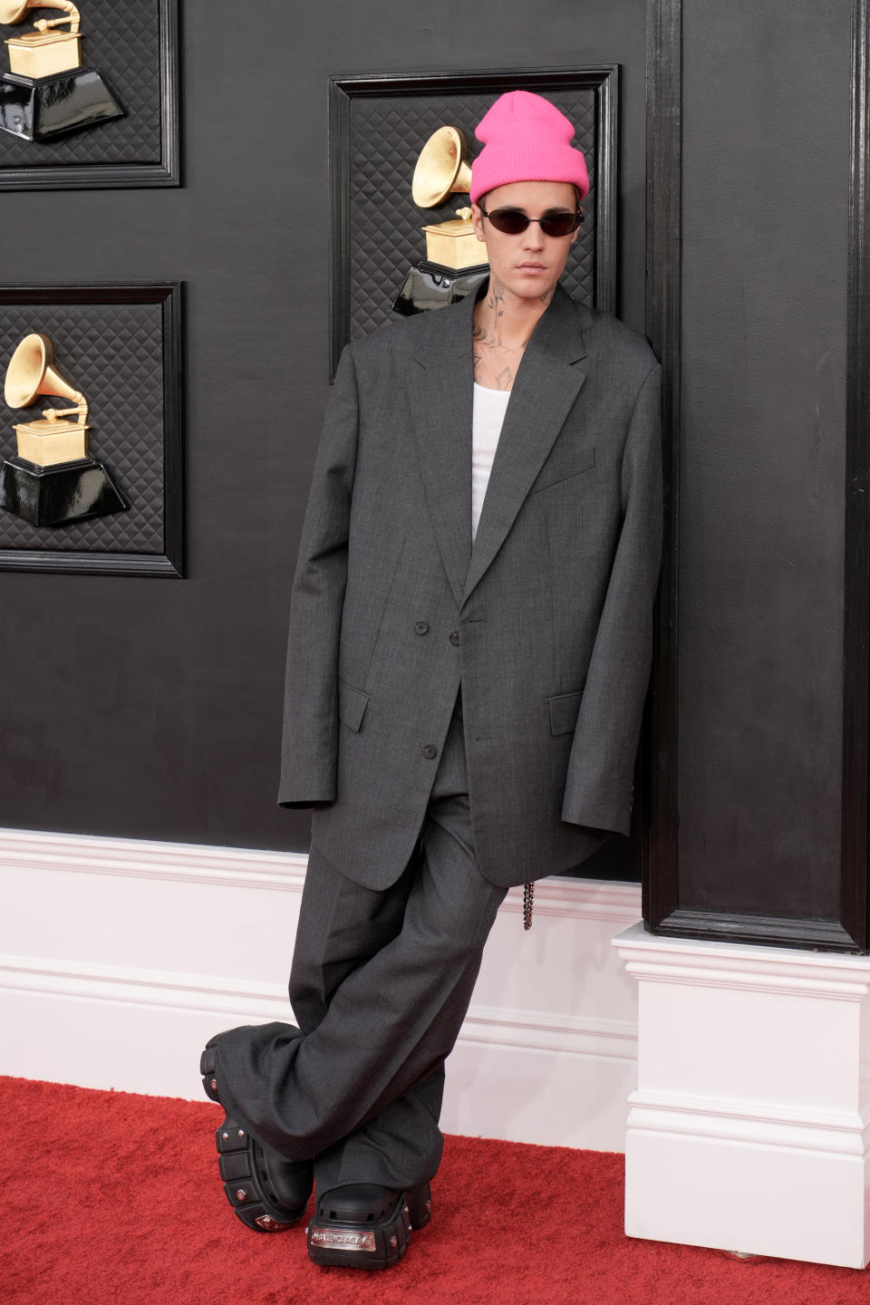 Justin Bieber at the 2022 Grammy Awards. (Photo by Jeff Kravitz/FilmMagic)