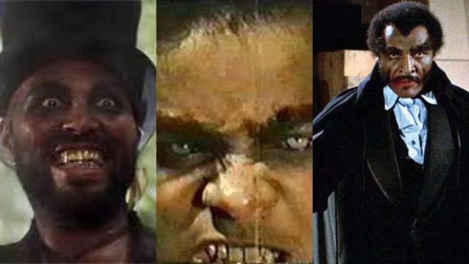 split image of blaxploitation horror movies abby, sugar hill, and blacula