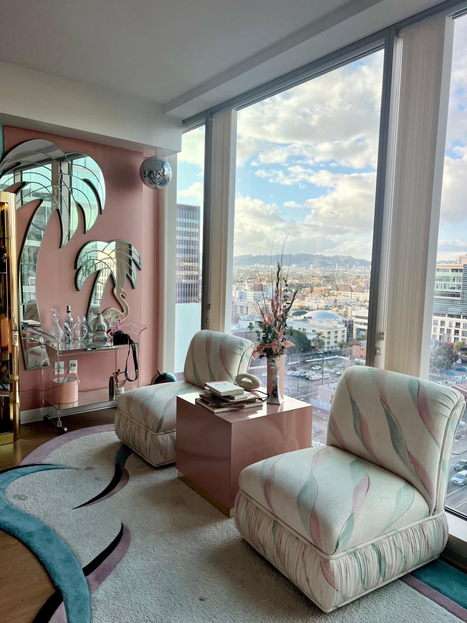 The Pastel Penthouse in L.A.&#39;s Koreatown neighborhood. &quot;Everyone&#39;s doing the eighties, everyone&#39;s doing the Mario Bellini sofas, Noguchi tables, the weird art furniture pieces, it&#39;s all coming back in style,&quot; says Haley. &quot;The&#xa0;eighties is really hot, but I noticed that no one is really doing eighties Peerspace.&quot;