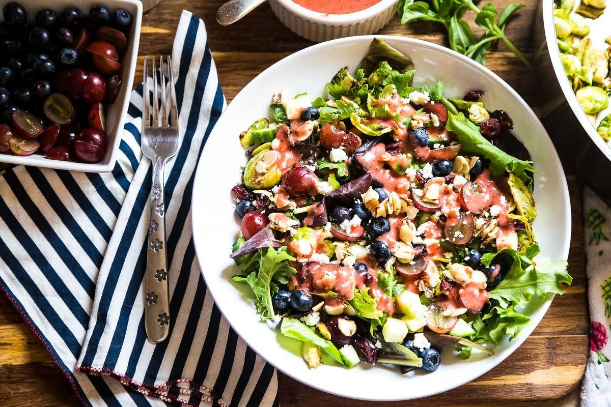 grape brussel sprout and kale salad