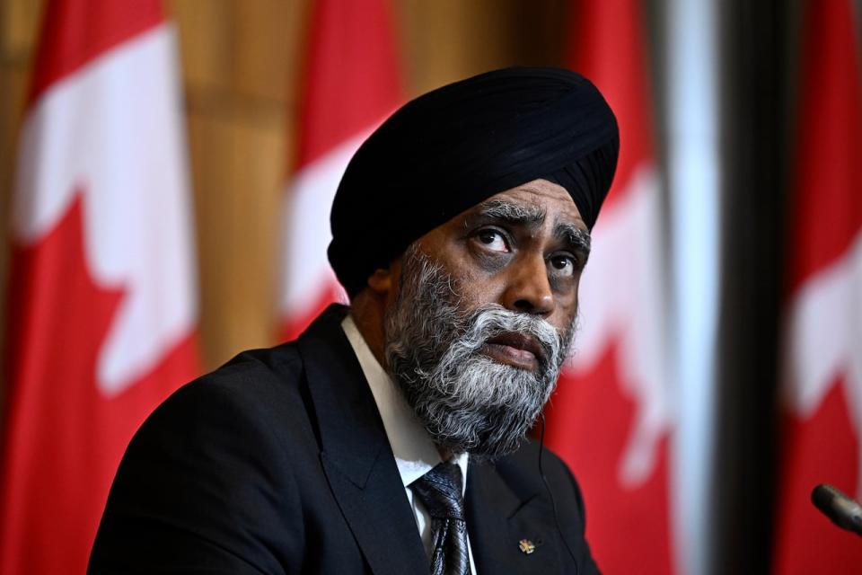 President of the King’s Privy Council for Canada and Minister of Emergency Preparedness Harjit Sajjan speaks at a news conference on the seasonal outlook for wildfires in Canada, in Ottawa, on Thursday, Sept. 7, 2023.