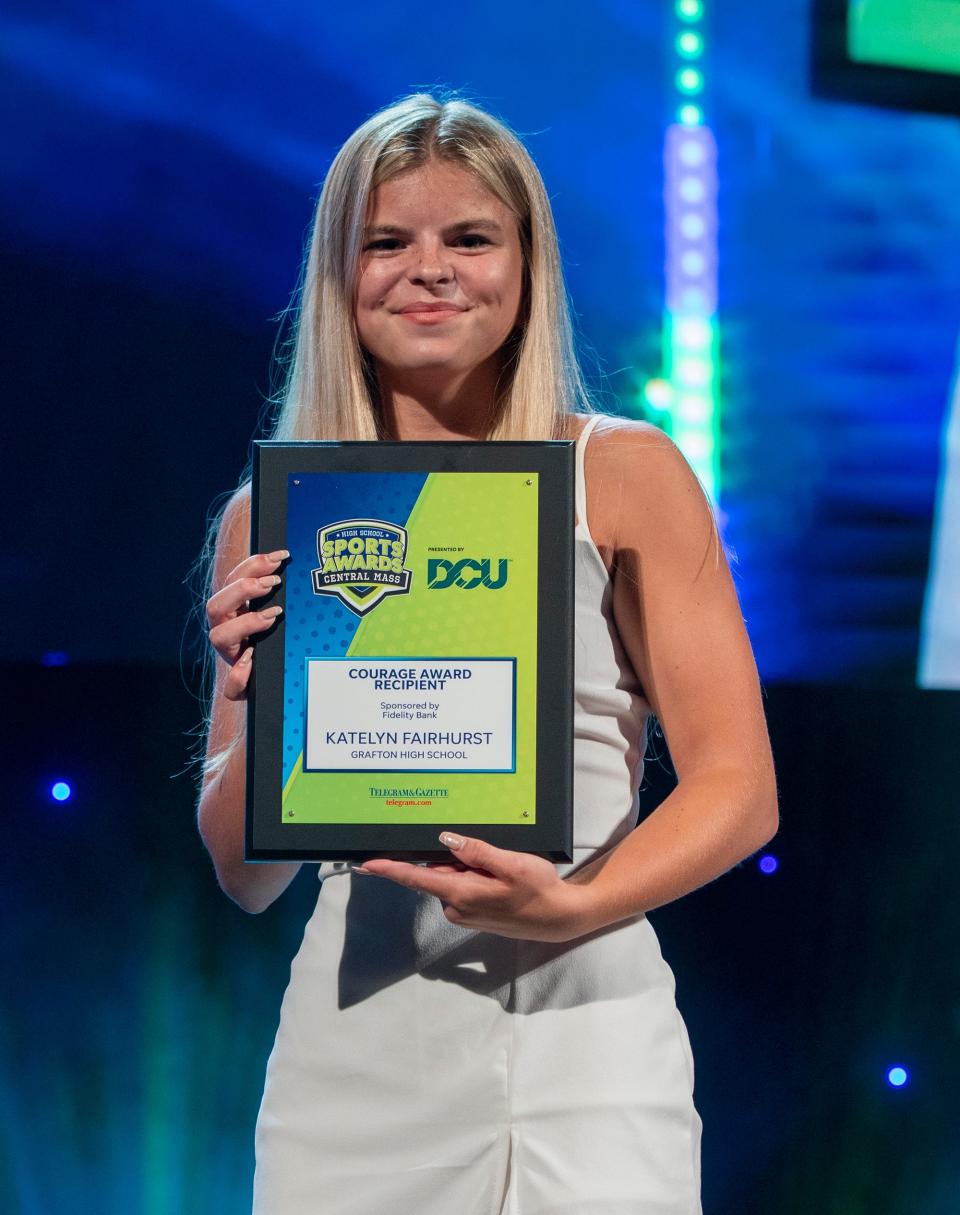 Grafton field hockey star Kaitlyn Fairhurst was honored with the Courage Award as the top student-athletes in Central Massachusetts were honored Wednesday night at the Hanover Theatre at the Central Mass. High School Sports Awards ceremony.