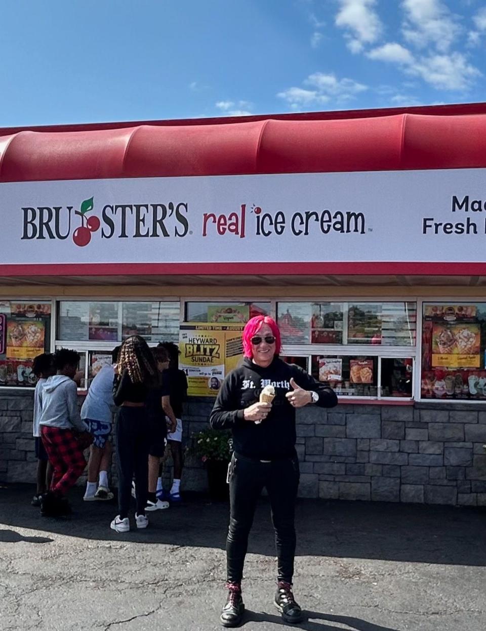 Brandin Lea of Flickerstick at Bruster's Real Ice Cream in Hopewell Township.