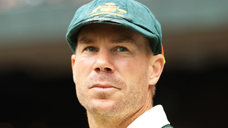 David Warner wearing the baggy green.