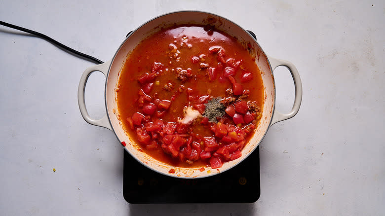 tomato broth in pot