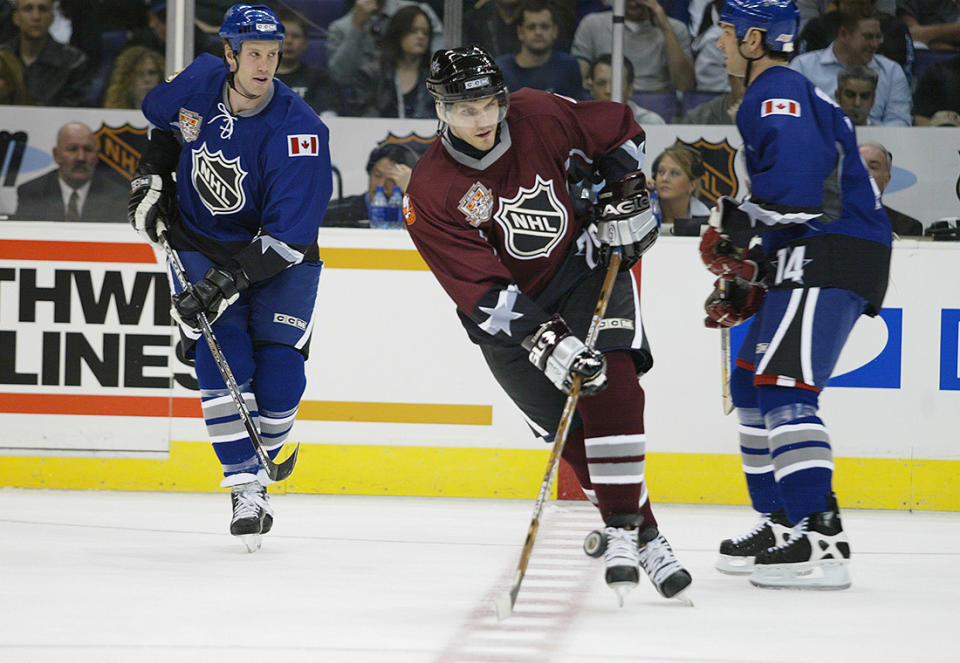 <p>BEST: The burgundy for Alexei Yashin's World Team isn't something we need to see again, but the blue look for Team North America works pretty well and, overall, these jerseys are OK by us. This is from the 2002 NHL All-Star Game at the Staples Center in Los Angeles. (Getty Images) </p>