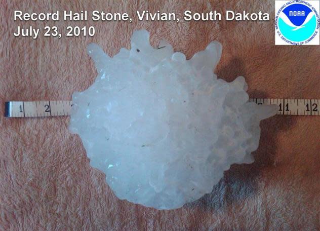 Record hail Vivian SD 2010