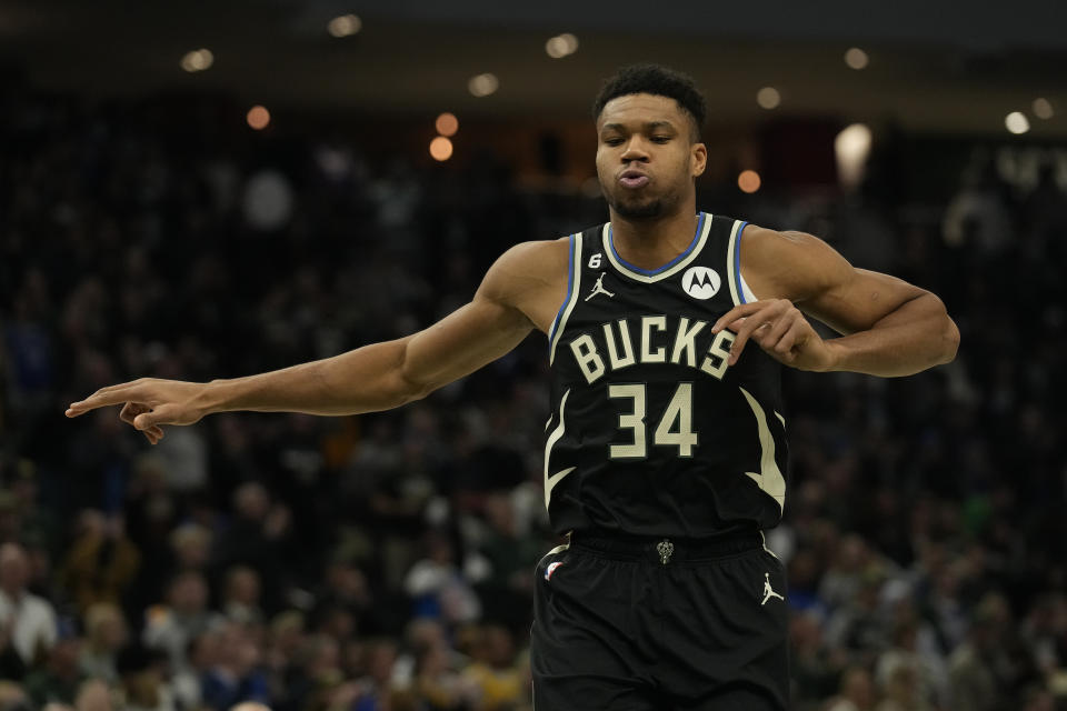 MILWAUKEE, WISCONSIN - DECEMBER 02: Giannis Antetokounmpo #34 of the Milwaukee Bucks prepares to play against the Los Angeles Lakers at Fiserv Forum on December 02, 2022 in Milwaukee, Wisconsin. NOTE TO USER: User expressly acknowledges and agrees that, by downloading and or using this photograph, User is consenting to the terms and conditions of the Getty Images License Agreement. (Photo by Patrick McDermott/Getty Images)