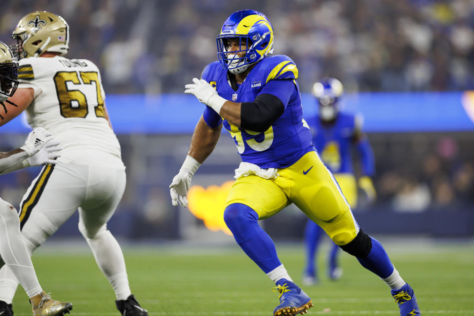 Aaron Donald, tackle defensivo de Los Angeles Rams, superó a TJ Watt en la votación al Defensivo del Año en 2020. (Foto: Ryan Kang/Getty Images)