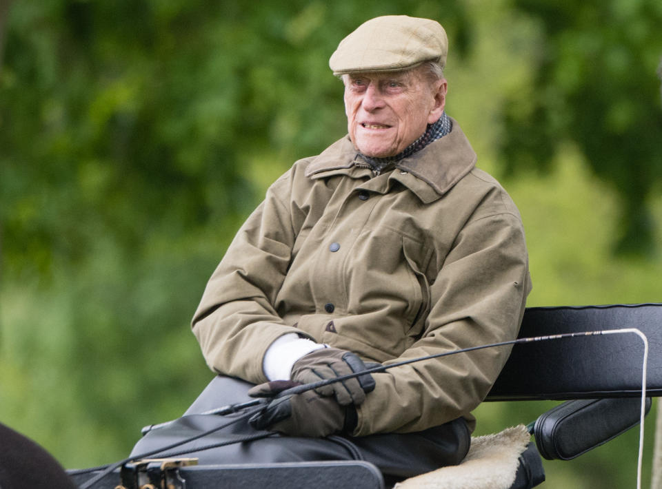 WINDSOR, ENGLAND - MAY 09: Prince Philip, Duke of Edinburgh attends the Royal Windsor Horse Show 2019 on May 09, 2019 in Windsor, England. (Photo by Samir Hussein/Samir Hussein/WireImage)