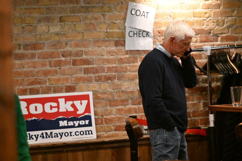 Rocky Anderson talks on his phone as the night nears an end at a watch party in Salt Lake City on Tuesday, Nov. 21, 2023. | Scott G Winterton, Deseret News