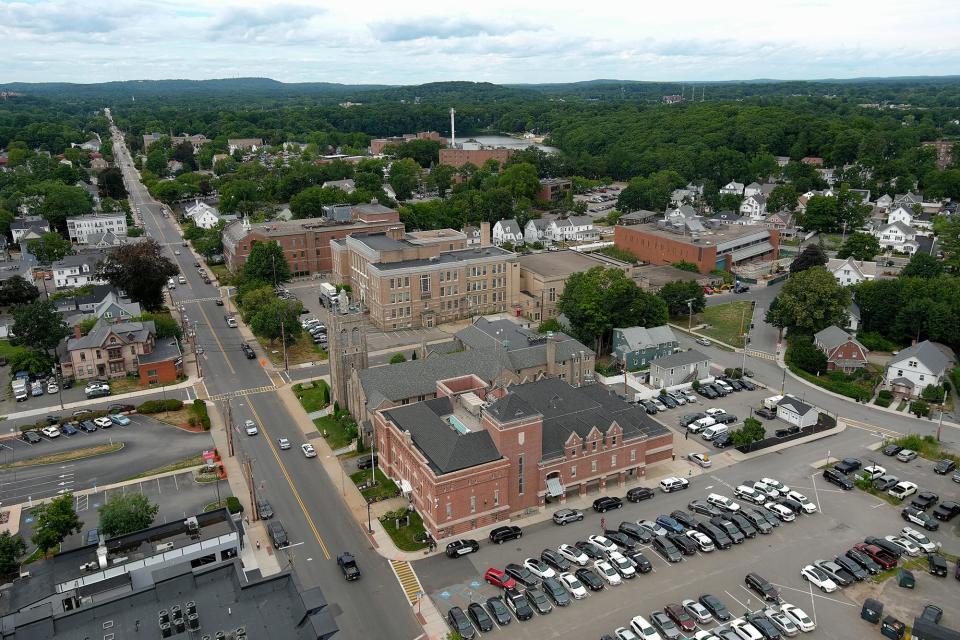 A photo above the Framingham Police Station by Framingham Police Officer Ryan Porter using the Autel Robotics drone, Aug. 11, 2022.