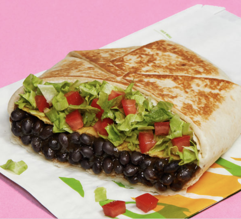 3) Taco Bell's Black Bean Crunchwrap Supreme (no cheese, no sour cream)
