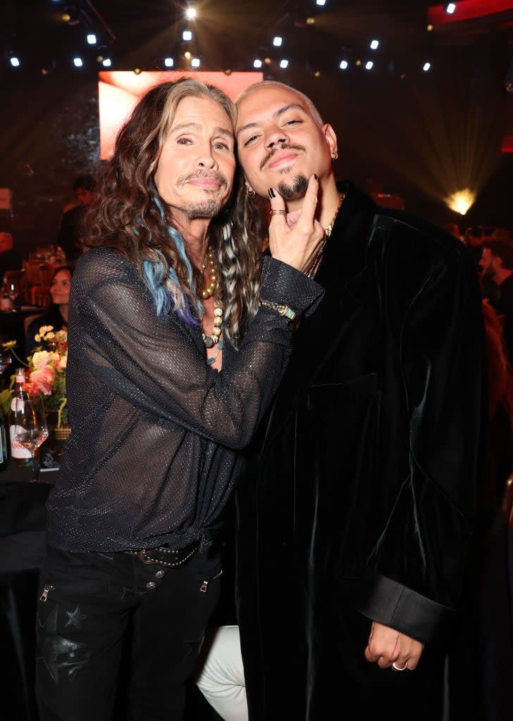 Steven Tyler and Evan Ross attend the Jam for Janie GRAMMY Awards Viewing Party presented by Live Nation at Hollywood Palladium on February 04, 2024 in Los Angeles, California. (Photo by)