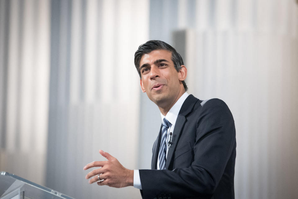 Britain's Chancellor of the Exchequer Rishi Sunak delivers his 'Mansion House' speech at Mansion House in the City of London. Photo: Stefan Rousseau/AFP/Getty