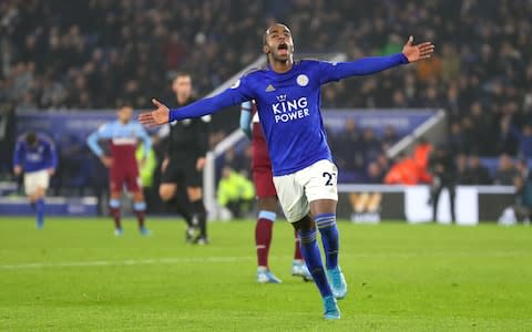 Ricardo Pereira of Leicester City celebrates after scoring his sides second goal during the Premier League match between Leicester City and West Ham United - Credit: Catherine Ivill/Getty Images