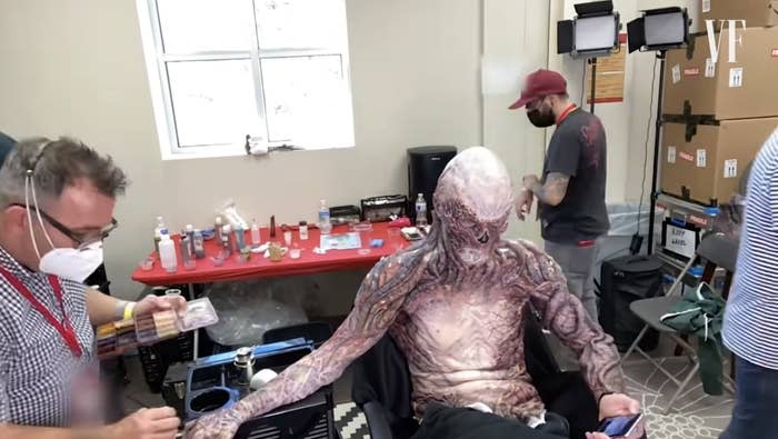 Makeup team working on Vecna from "Stranger Things"