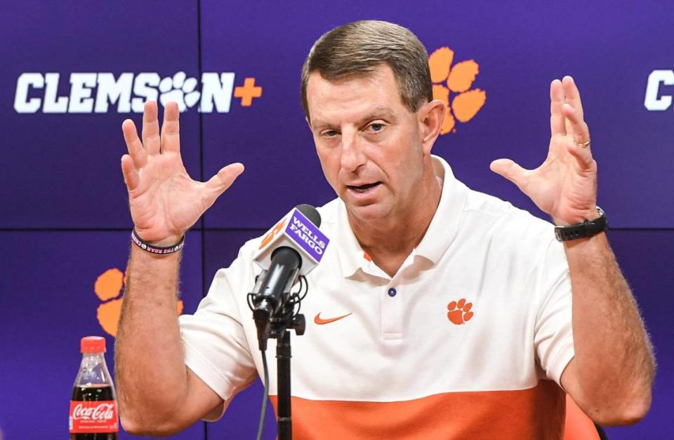 Clemson coach Dabo Swinney’s first bowl victory as Tigers head man came in the 2009 Music City Bowl, a 21-13 victory over Kentucky. UK will get another shot at Swinney and the Tigers in Friday’s TaxSlayer Gator Bowl. Ken Ruinard/USA TODAY NETWORK