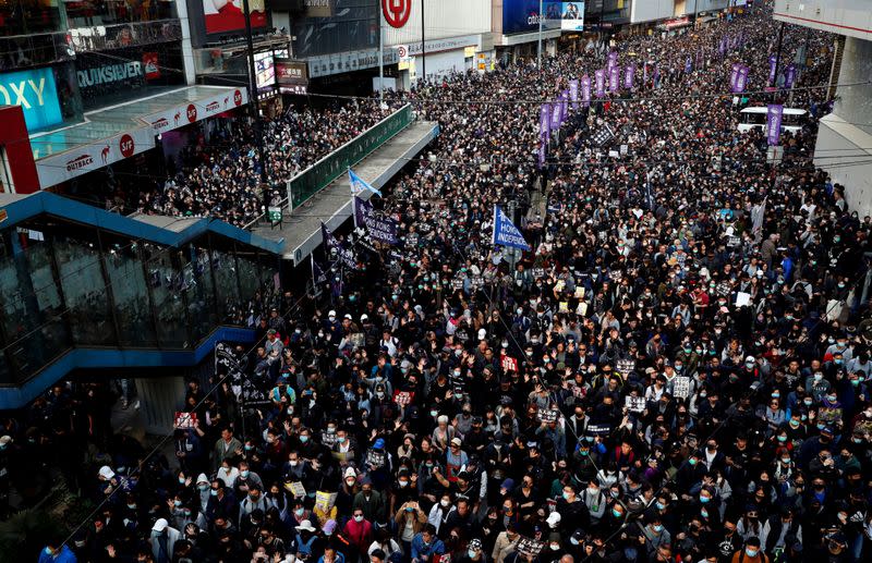 Protesters march for human rights in Hong Kong