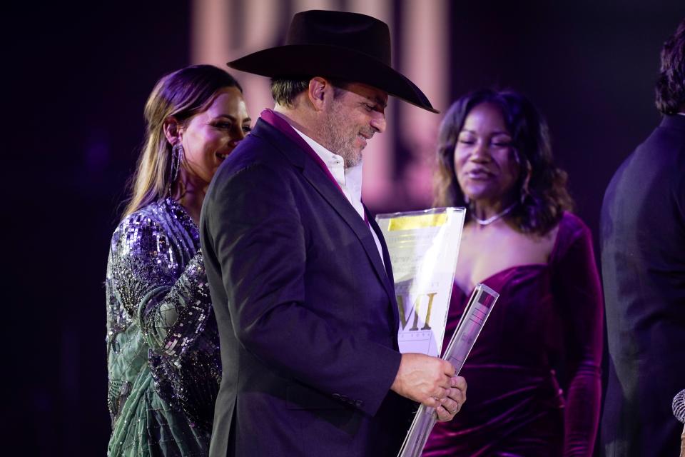 Rhett Akins is recognized for the song "Half of Me" during the 71st annual BMI Country Awards in Nashville, Tenn., Tuesday, Nov. 7, 2023.