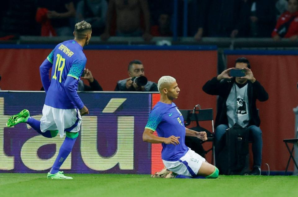 The incident occurred as Richarlison celebrated scoring Brazil’s second goal (REUTERS)