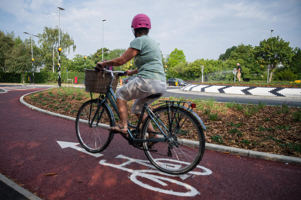 The roundabout gives cyclists priority. (PA)