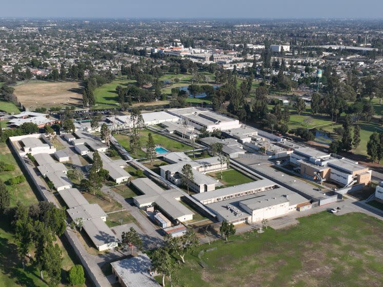 Downey, CA - June 29: Aerial view of Los Padrinos Juvenile Hall in Downey Thursday, June 29, 2023. (Allen J. Schaben / Los Angeles Times)