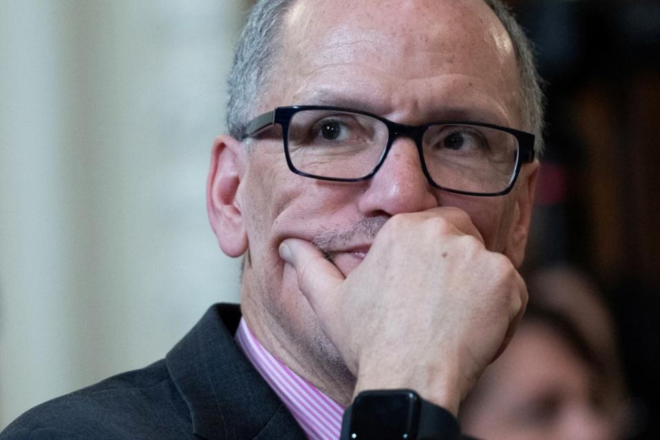Biden administration aide Tom Perez was invited by the Hochul administration to a suite at Highmark Stadium for a Buffalo Bills playoff game on Jan. 21, according to records. REUTERS