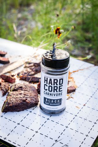 <p>Robbie Caponetto</p> Pryles has a seasoning line that includes a beef rub made with activated charcoal.