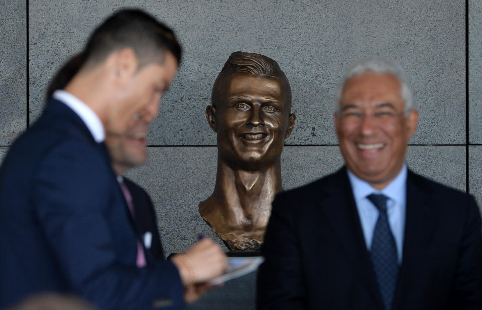 The bust of Cristiano Ronaldo at Madeira Airport was widely ridiculed (Photo by Octavio Passos/Getty Images)