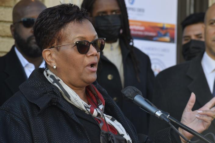 Della Clark, chief executive officer of The Enterprise Center of Philadelphia, speaks at the opening of The Enterprise Center of New Jersey, the state&#39;s first Minority Business Development Agency office, in Camden, N.J., on Dec. 13, 2021.
