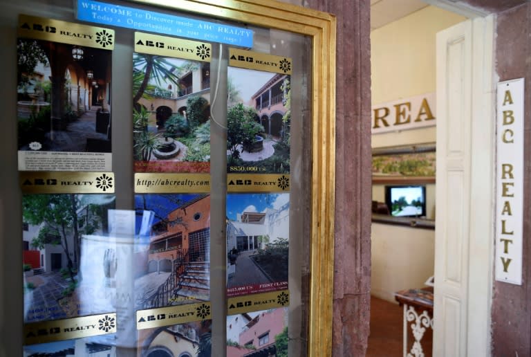 Residences are advertised in San Miguel de Allende in Mexico's Guanajuato state, a city with a large population of retired US citizens