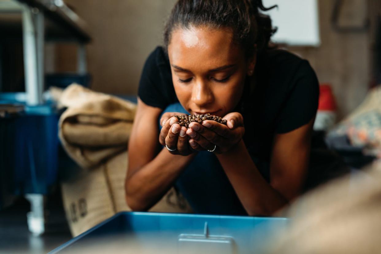 <span class="caption">Can you smell this?</span> <span class="attribution"><a class="link " href="https://www.gettyimages.com/detail/photo/young-woman-smelling-roasted-coffee-beans-royalty-free-image/1025627764?adppopup=true" rel="nofollow noopener" target="_blank" data-ylk="slk:Getty Images;elm:context_link;itc:0;sec:content-canvas">Getty Images</a></span>